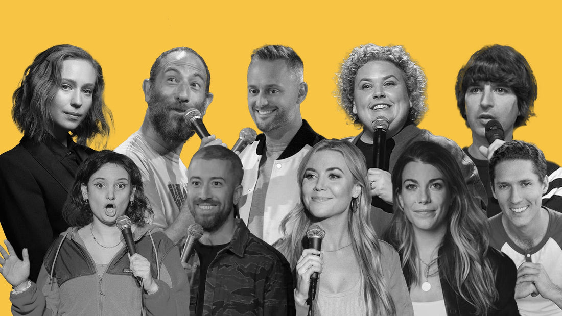 L to R clockwise: Hannah Einbinder, Ari Shaffir, Nate Bargatze, Fortune Feimster, Demetri Martin, Strider Wilson, Mae Planert, Kelsey Cook, Mike Cannon, Laura Merli.