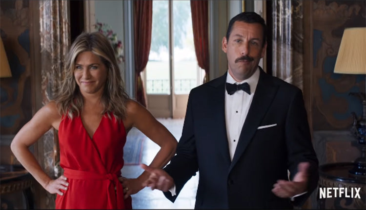 Adam Sandler and Jennifer Aniston get wrapped up in a murder in the new Netflix movie, "Murder Mystery"